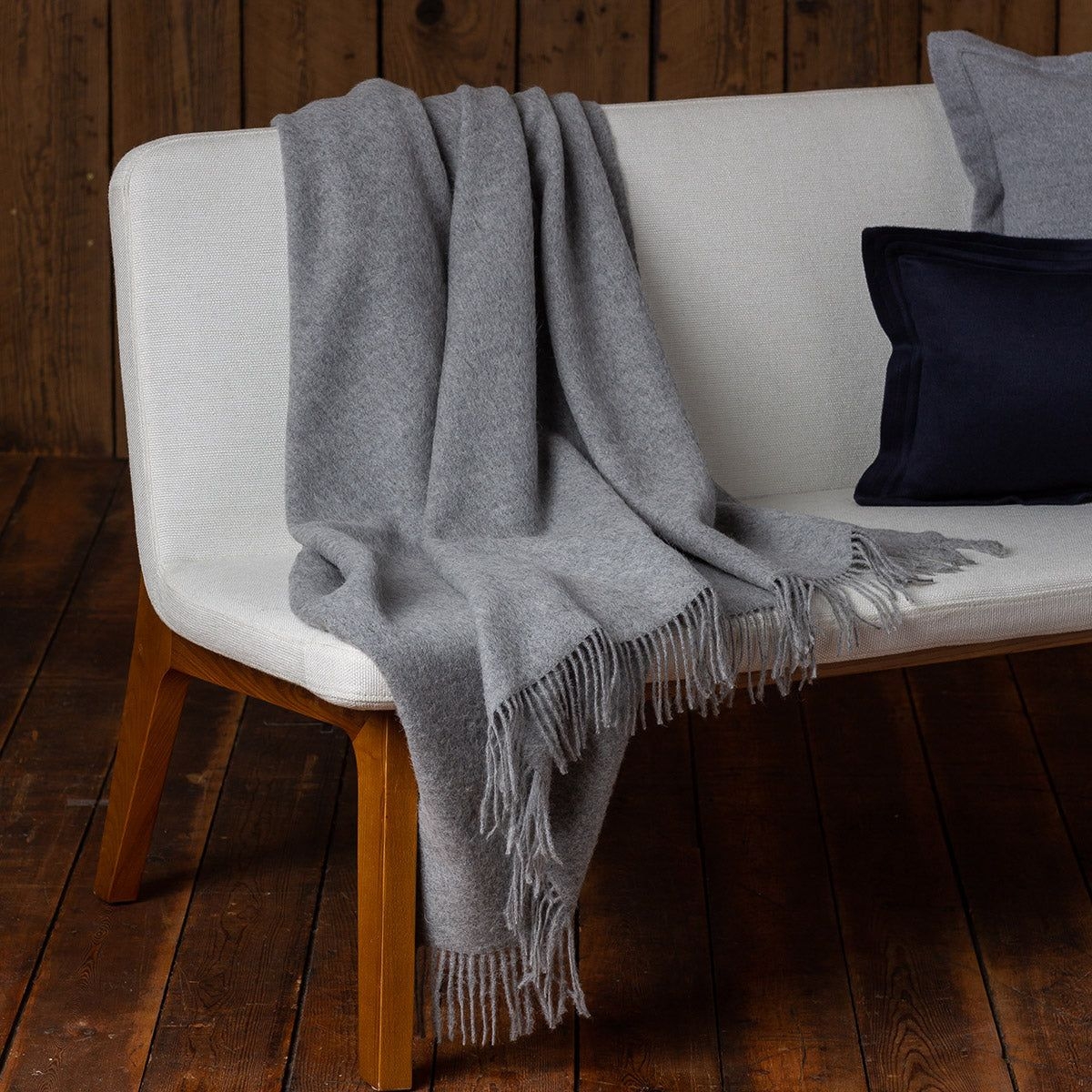 Alicia Adams Alpaca Canyon Throw Blanket, Light Grey, Alpaca/Wool, Fair Trade, Size 51 in. x 71 in.