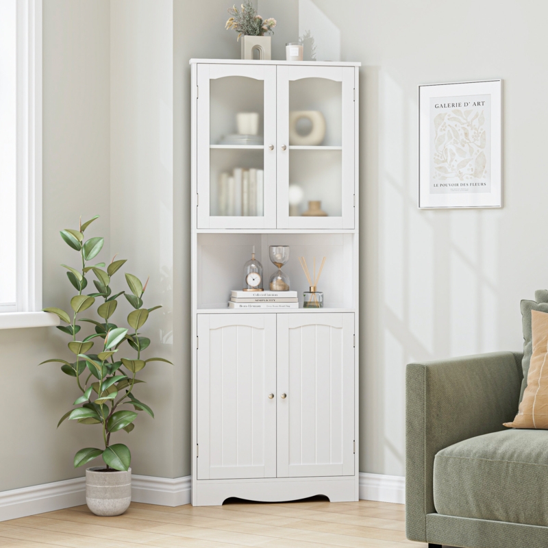 Allysen 63.1"H Freestanding Accent Cabinet, Corner Cabinet With Open Shelf