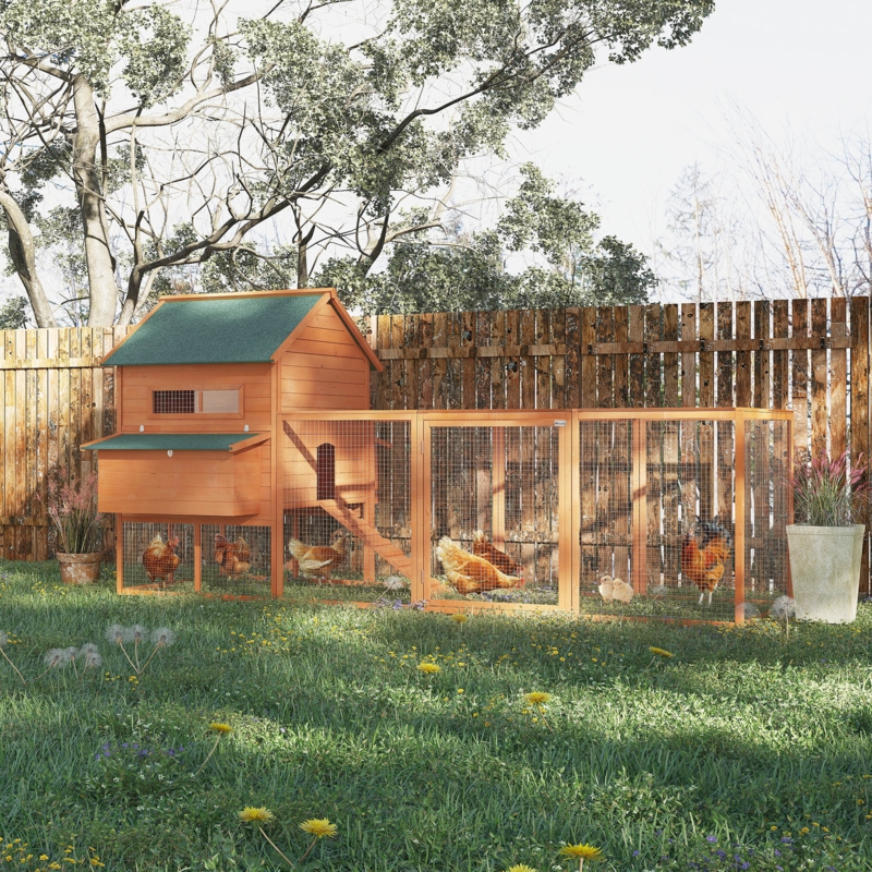Aloah 56 Square Feet Chicken Coop with Chicken Run For Up To 10 Chickens