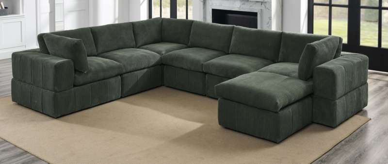 Amy-Grace 7 - Piece Corduroy Sectional