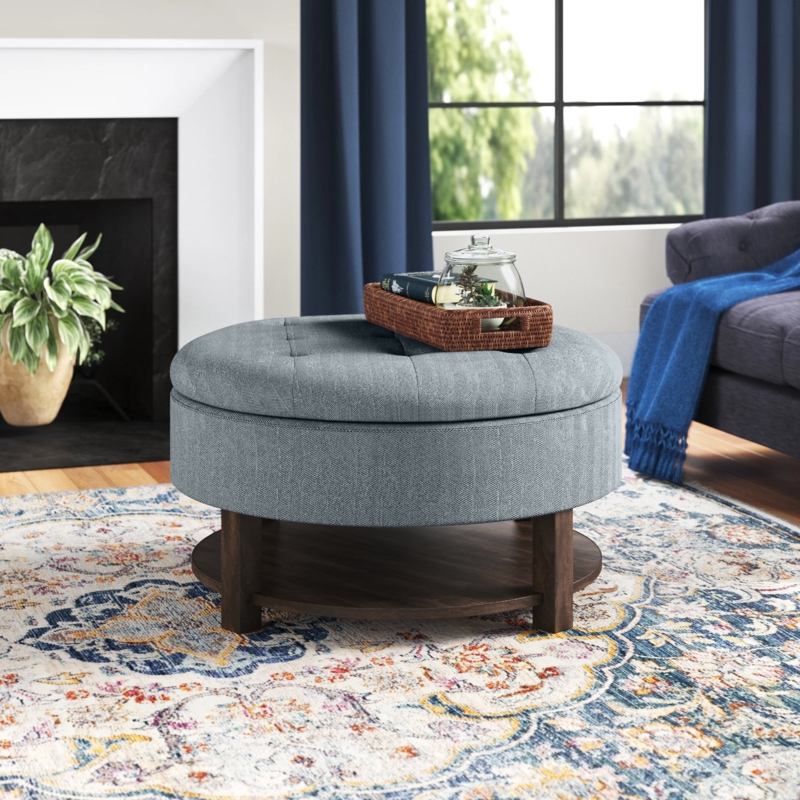 Amylyn Round Tufted Storage Ottoman