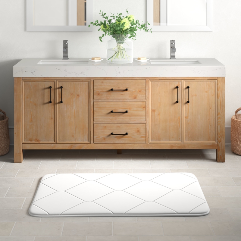 Aneysa 72'' Double Bathroom Vanity with Engineered Marble Top