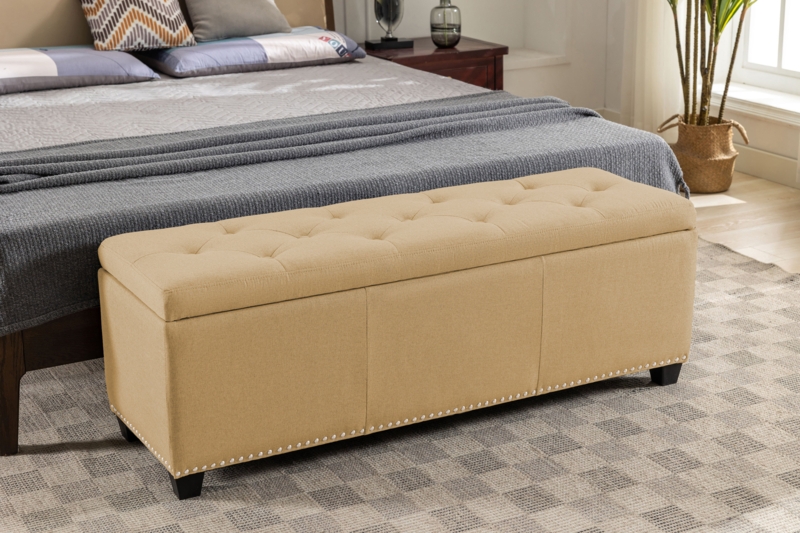 Anitria Fabric Flip Top Storage Bench