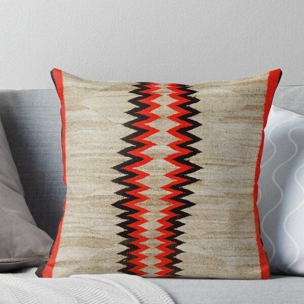 Antique Navajo Rug With Chevron Stripes Print Throw Pillow by Vicky Brago-Mitchell