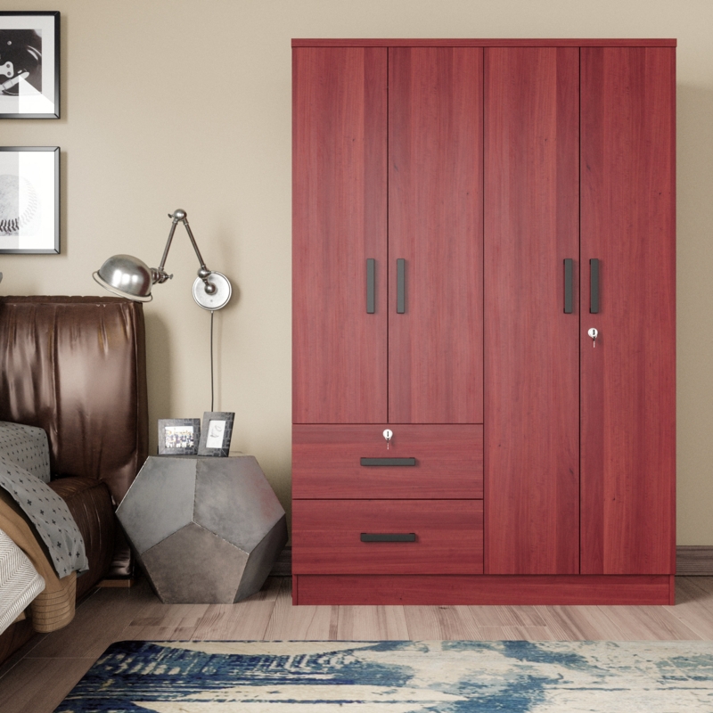 Apollonios 4 Doors Wardrobe With 2 Drawers and Shelves