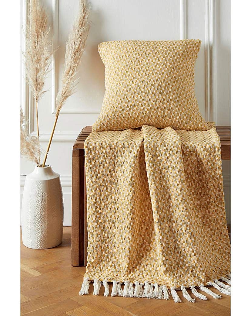 Appletree Bexley Woven Cotton Throw Ochre - Throwovers