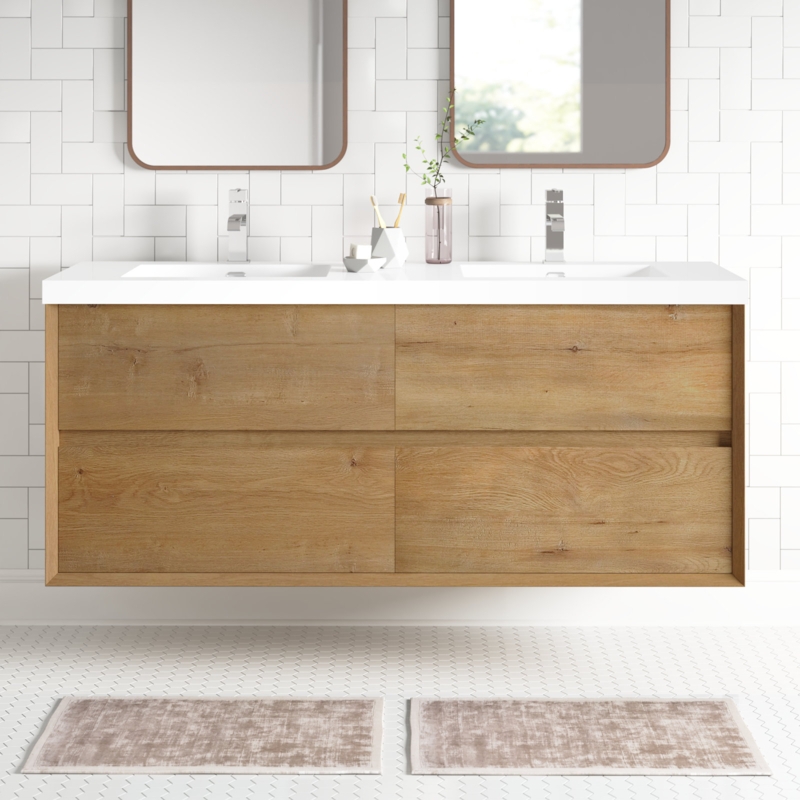 Audrieana 60'' Double Bathroom Vanity with Acrylic Top