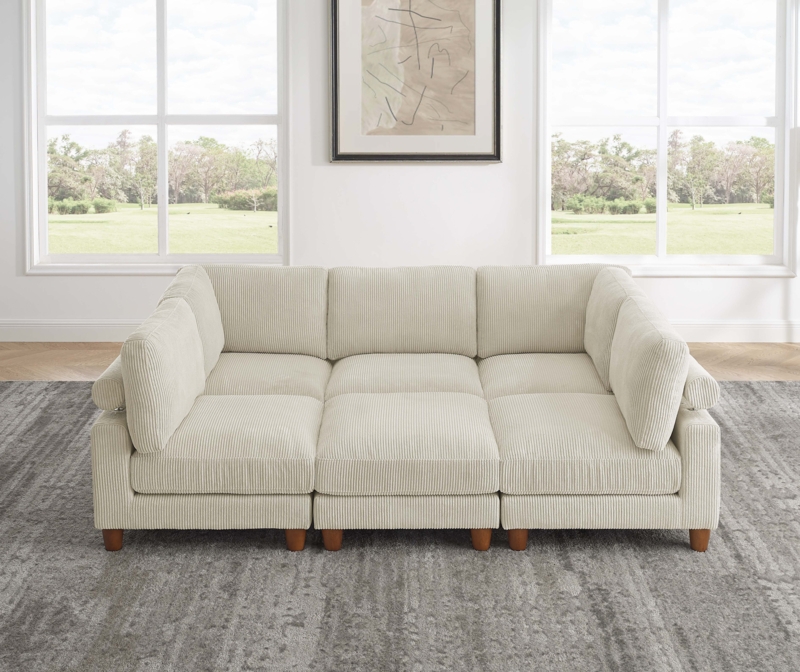 Avaah 6 - Piece Corduroy Sectional