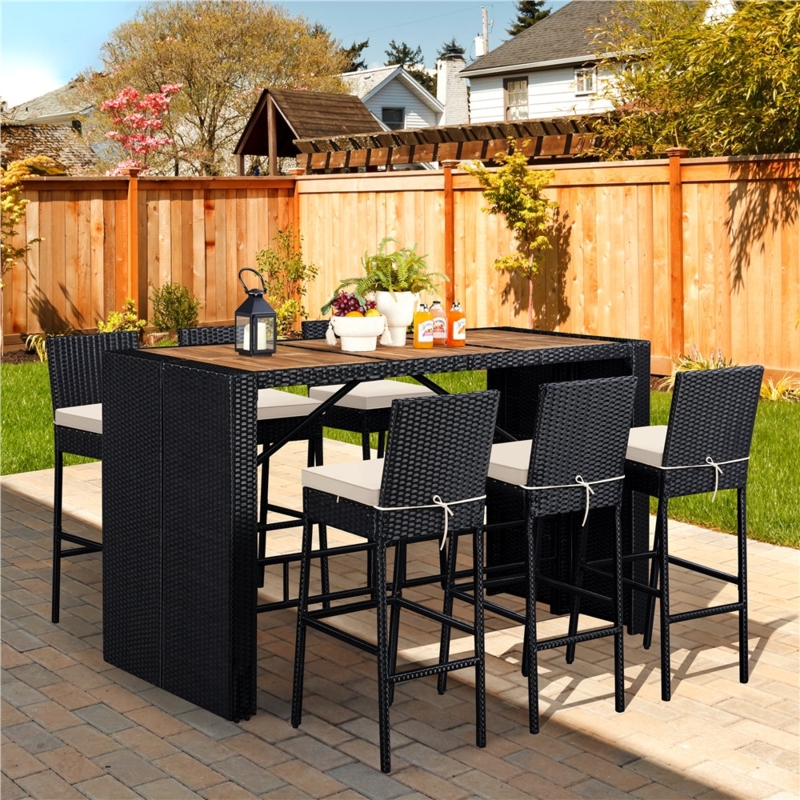 Aybars Wicker Bar Set with Stools
