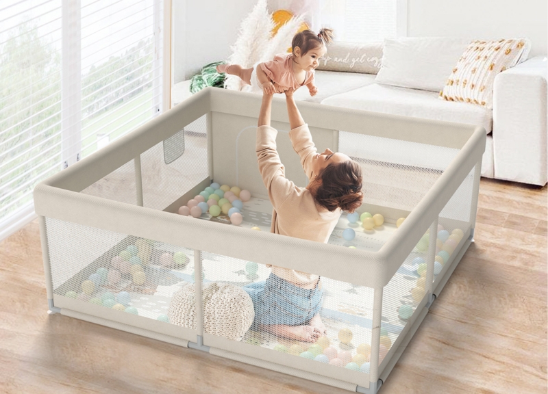 Baby Playpen with Mat, 47x47inch for Babies and Toddlers for Apartment, Play Yard for Babies