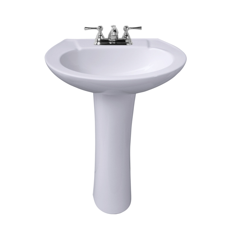 Barclay 24.62'' Tall White Vitreous China Oval Pedestal Bathroom Sink with Overflow