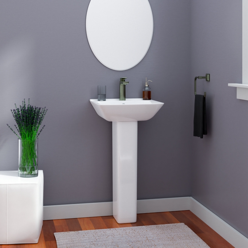 Barclay 27.5'' Tall White Vitreous China Rectangular Pedestal Bathroom Sink with Overflow
