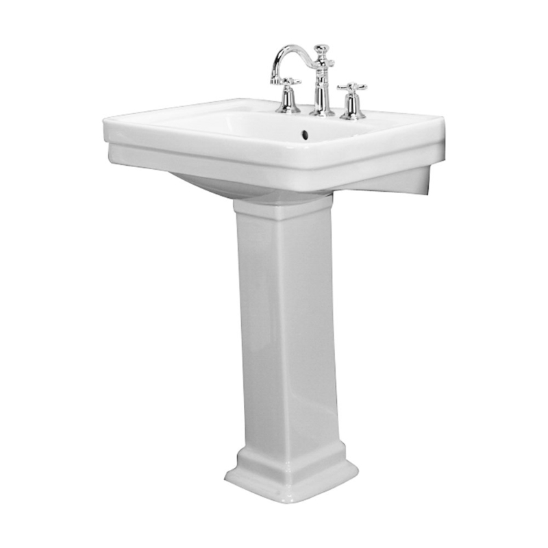 Barclay Sussex 27.5'' Tall Vitreous China Rectangular Pedestal Bathroom Sink with Overflow