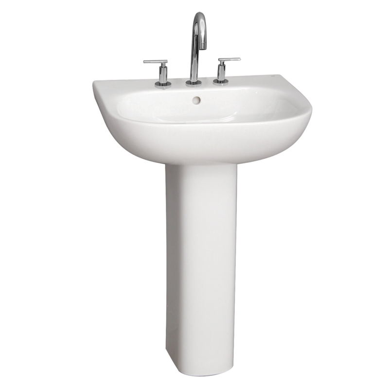 Barclay Tonique White Vitreous China U-Shaped Pedestal Bathroom Sink with Overflow