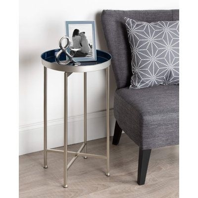 BATH Elegant Silver And White Metal End Table - Perfect Accent For Contemporary Living Spaces 25.75 x 14.02 x 14.02 in | Wayfair Canada