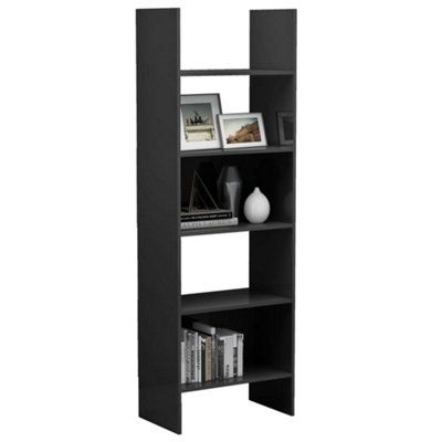 Berkfield Book Cabinet High Gloss Grey 60X35X180 Cm Engineered Wood