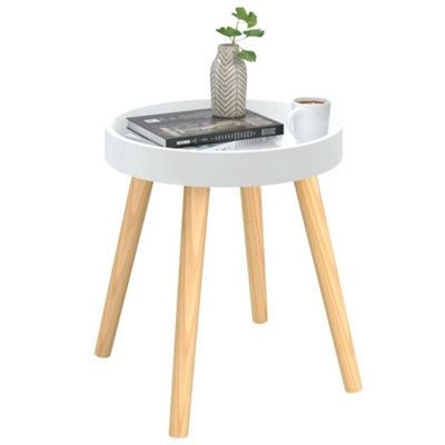 Berkfield Side Table White 38X38X40 Cm Engineered Wood&solid Wood Pine