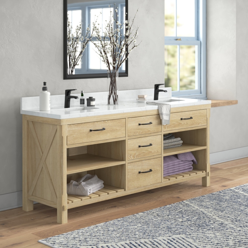 Berny 72'' Double Bathroom Vanity with Cultured Marble Top