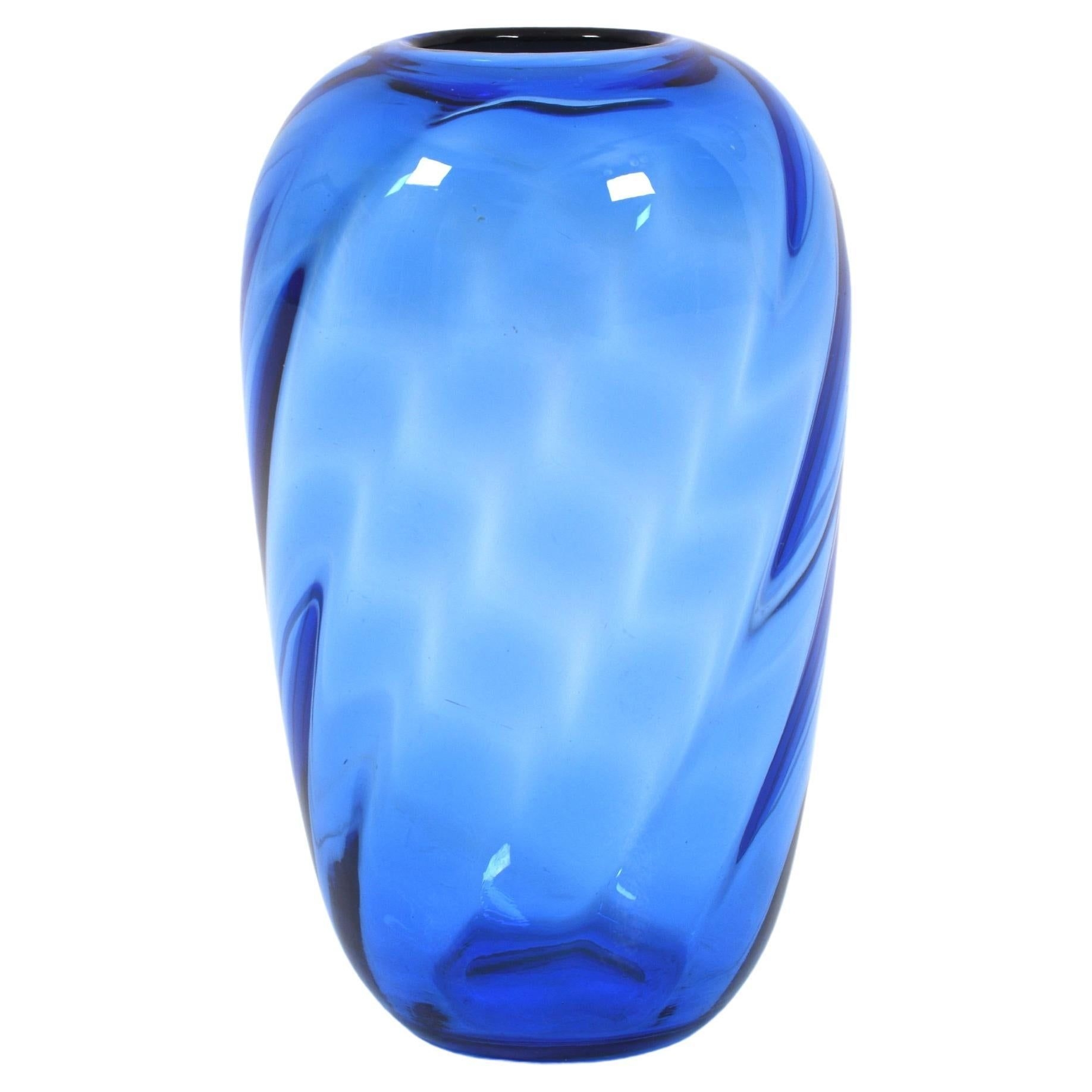 Blue Glass Vase By Monica Bratt For Reijmyre Glasbruk, 1930s