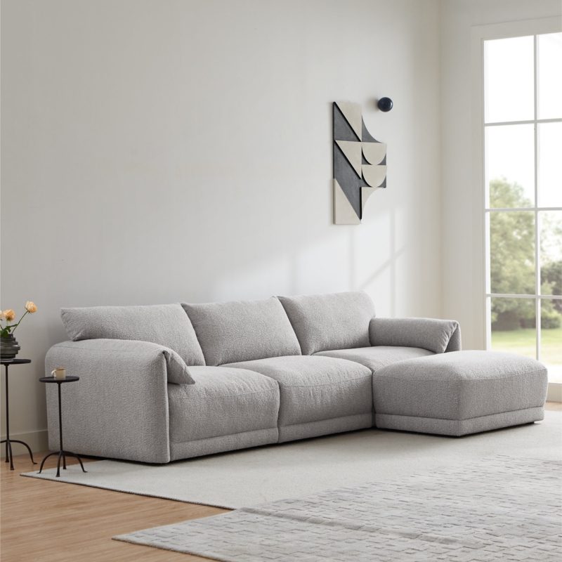 Bodhild 115.7'' Boucle 4 - Piece Modular Sectional with Ottoman