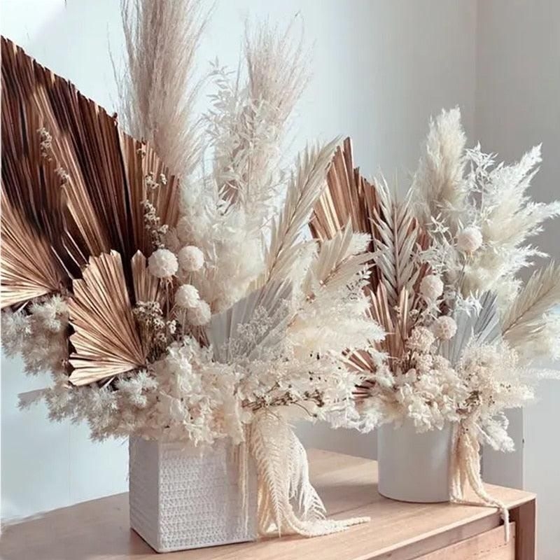 Boho Chic Palm Leaf Bouquet for Stylish Home and Wedding Decor - heart shape