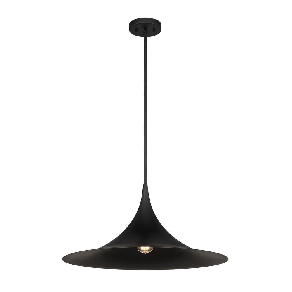 Bowdin 60-Watt 1-Light Matte Black Pendant Light, No Bulbs Included