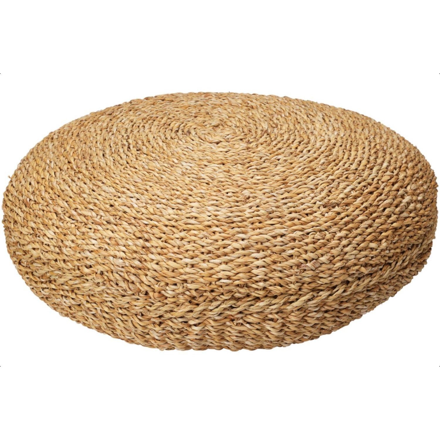 Braided Natural Jute Pouffe Flat Round Brown Foot Stool  - Natural