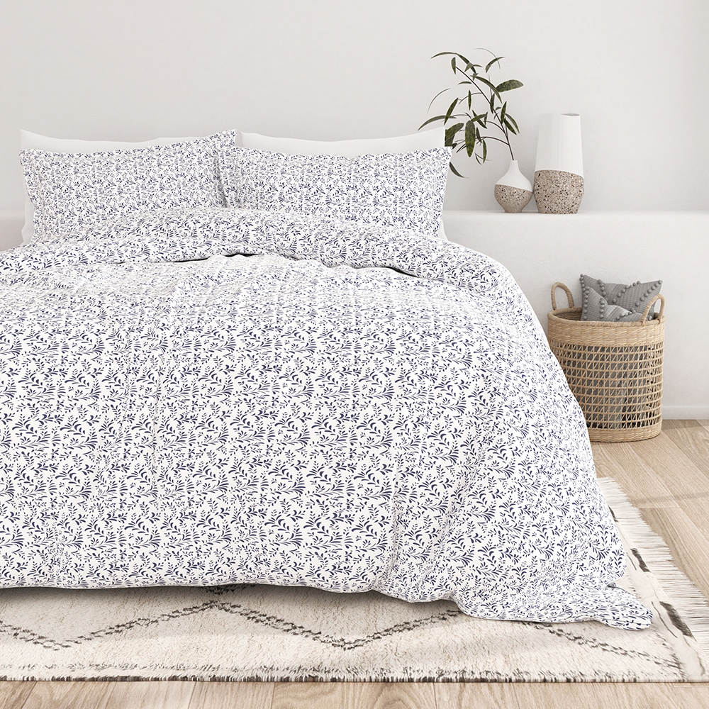 Burst of Vines Pattern 3-Piece Duvet Cover Set - Full/Queen / Light Gray / Burst of Vines