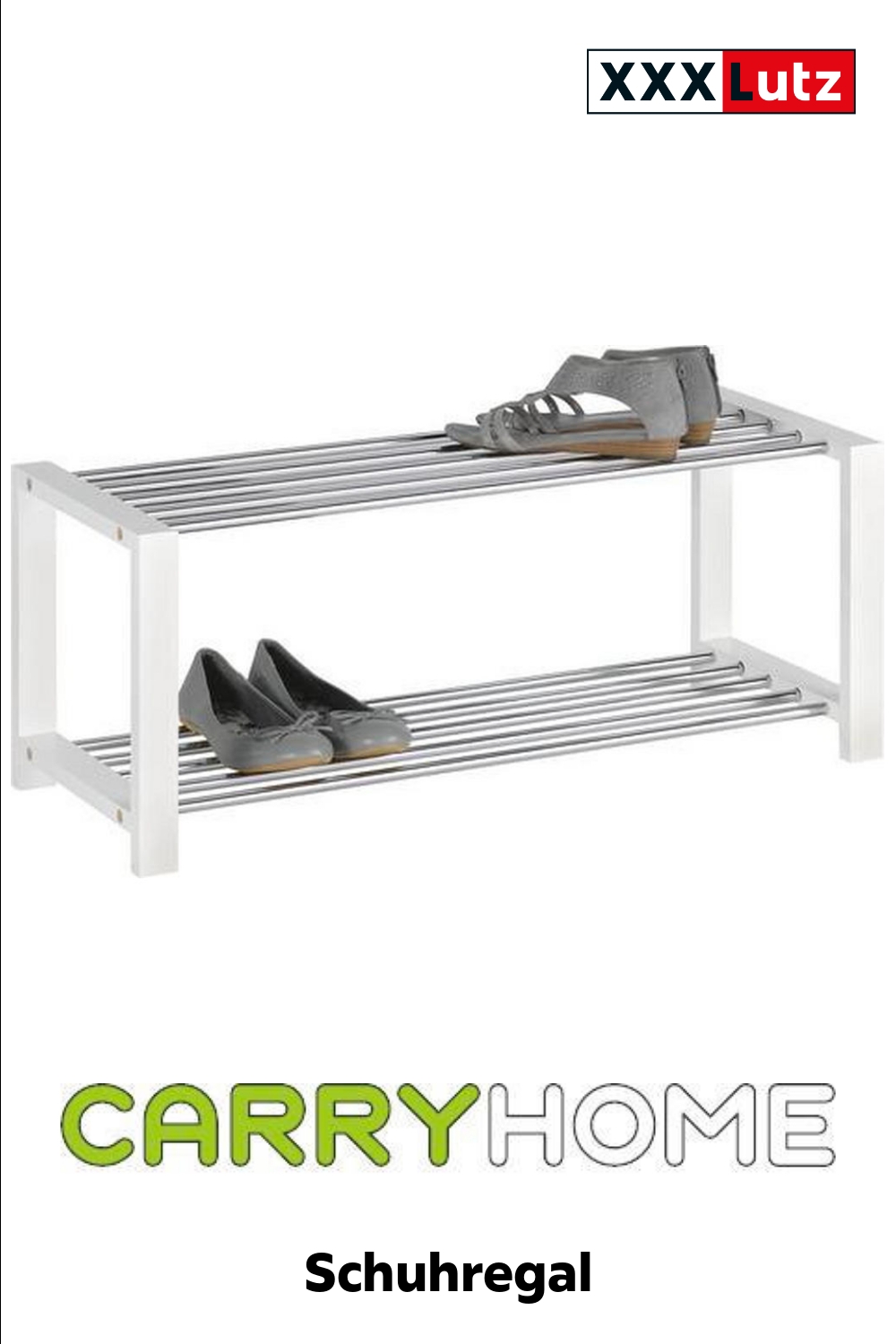Carryhome Schuhregal , Wei, Chrom , Metall, Holzwerkstoff , 80x32x30 cm , Typenauswahl , Garderobe, Schuhaufbewahrung, Schuhregale