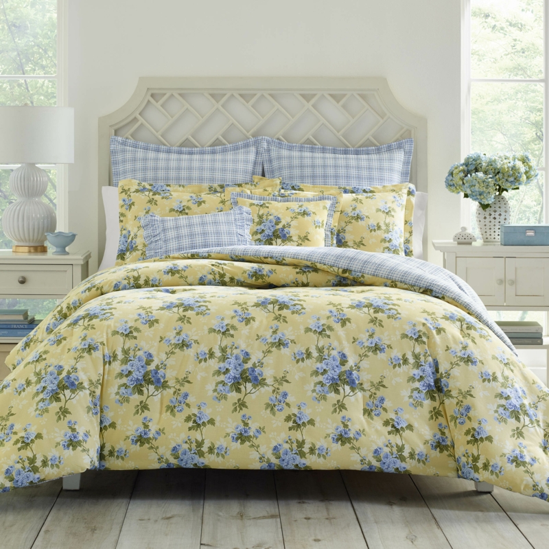 Cassidy Floral 100% Cotton Comforter Set includes Shams and Decorative Pillows