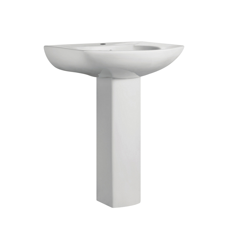 Château 19" Tall White Ceramic U-Shaped Pedestal Bathroom Sink with Overflow