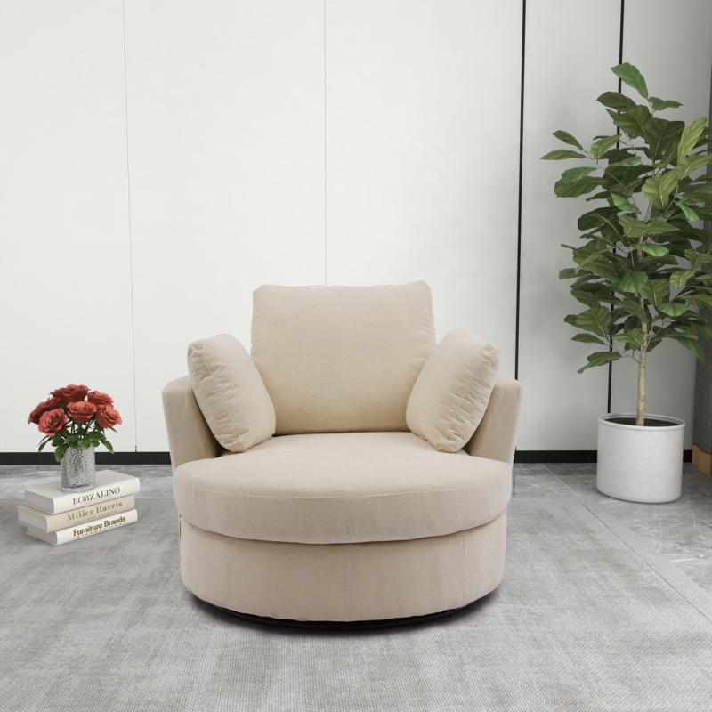Chemaia Upholstered Swivel Barrel Chair