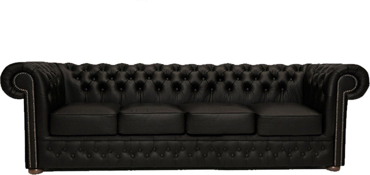 Chesterfield Bank First Class Leer | 4-zits | Mat Zwart | 12 jaar garantie