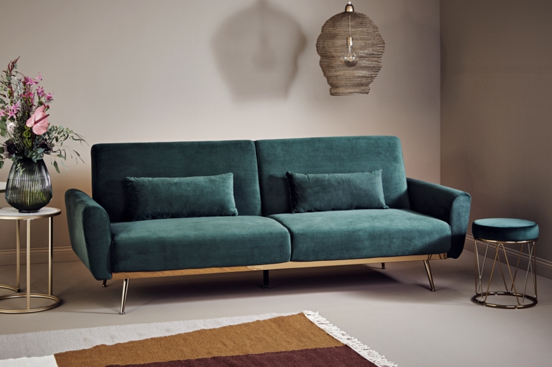 Chillax Gold 83.86" Velvet Square Arm Sleeper Sofa
