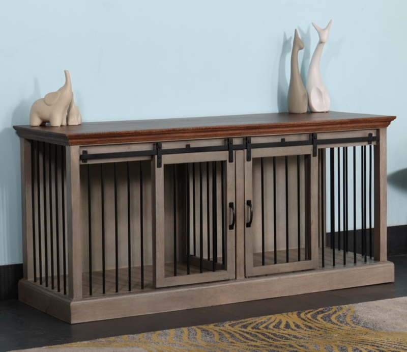 Chingford Double Wide Barn Door Dog Crate With Removable Divider