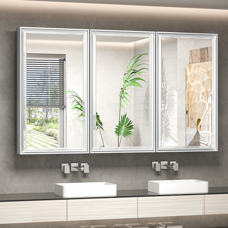 Chouchanik Recessed and Surface Framed Medicine Cabinet with Mirror and 3 Shelves