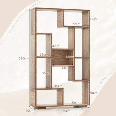 Costway 120Cm Tall Bookshelf Modern Geometric Bookcase Book Storage Organizer