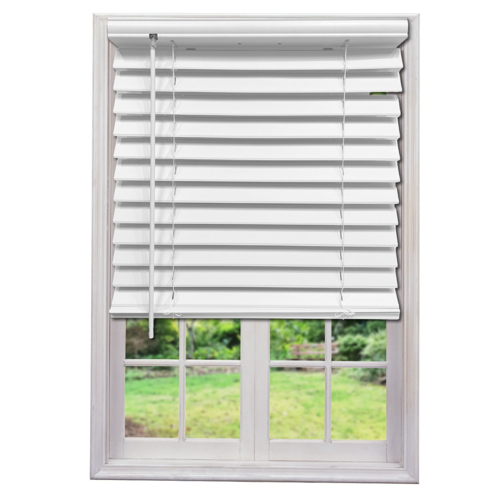 Custom Made White Cordless 2" Beveled Edge Horizontal Blind Window Covering