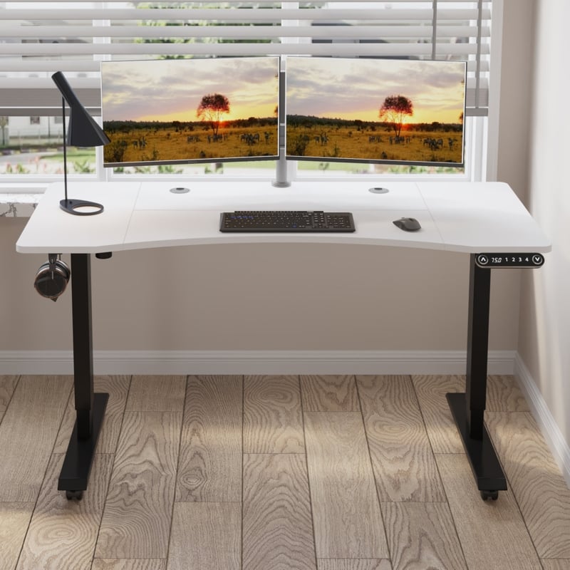 Daiah Ergonomic Curved Height Adjustable Standing Desk