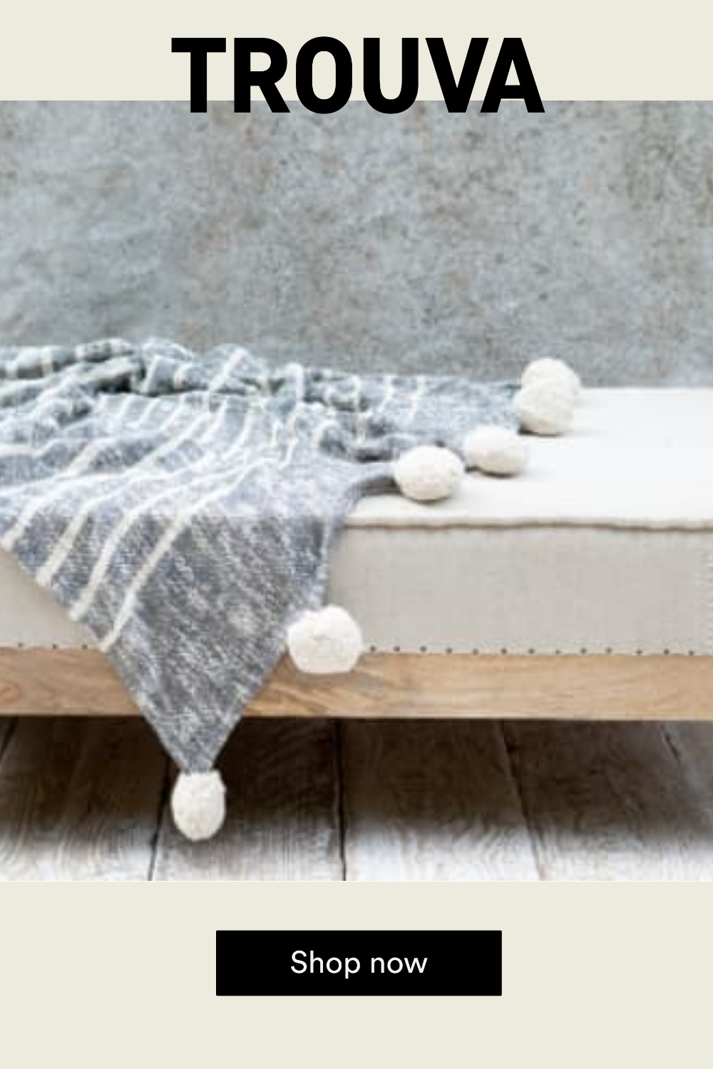 Dassie Artisan White on Grey Rutna Pom Pom Throw