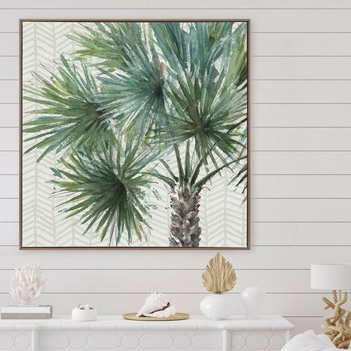 Date Palm II Canvas Wall Art Frame / Size: Natural Framed Canvas / 90 x 90cm - Temple & Webster