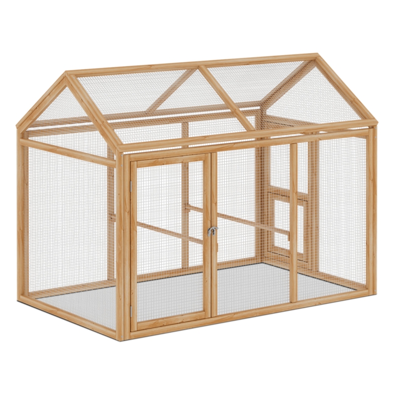 Delesa Chicken Coops Wooden Rabbit Hutch Hen House Spire Shaped Pet Cage with Secure Lock