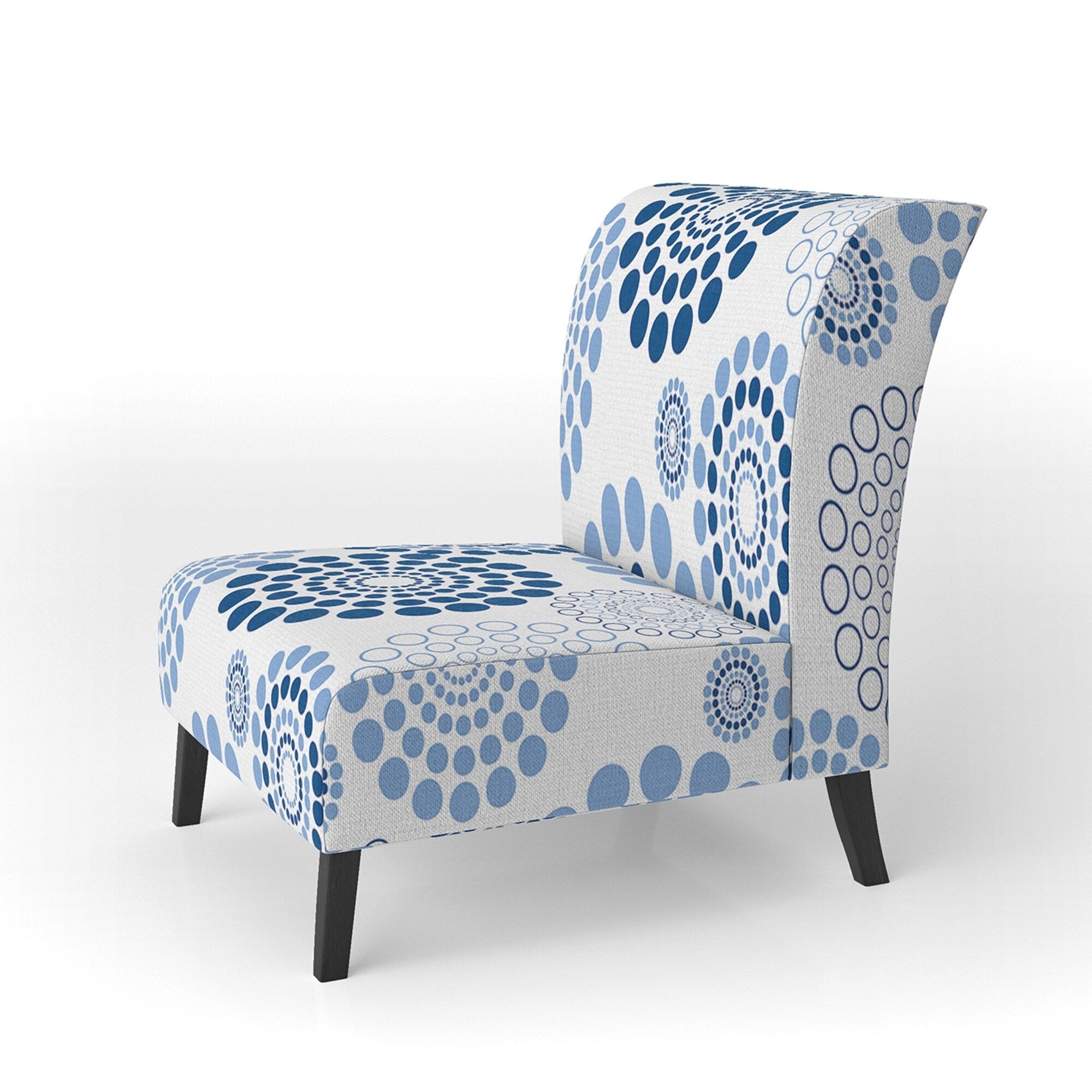 Designart "Blue Oranment Of Cirlce Pattern" Upholstered Patterned Accent Chair and Arm Chair