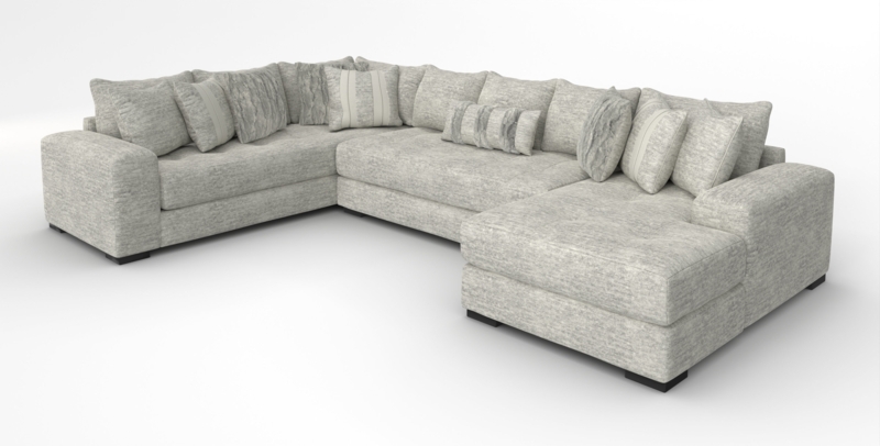 Doneshia 3-Piece Upholstered Teddy Bear Soft Fabric Sectional with Chaise Includes all Pillows as Shown