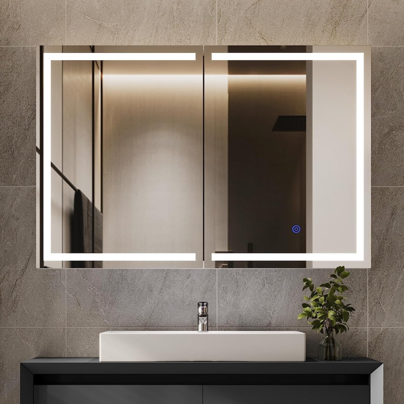 Donnalyn 35.4'' W 23.6'' H Surface Frameless Medicine Cabinet Mirror Fixed