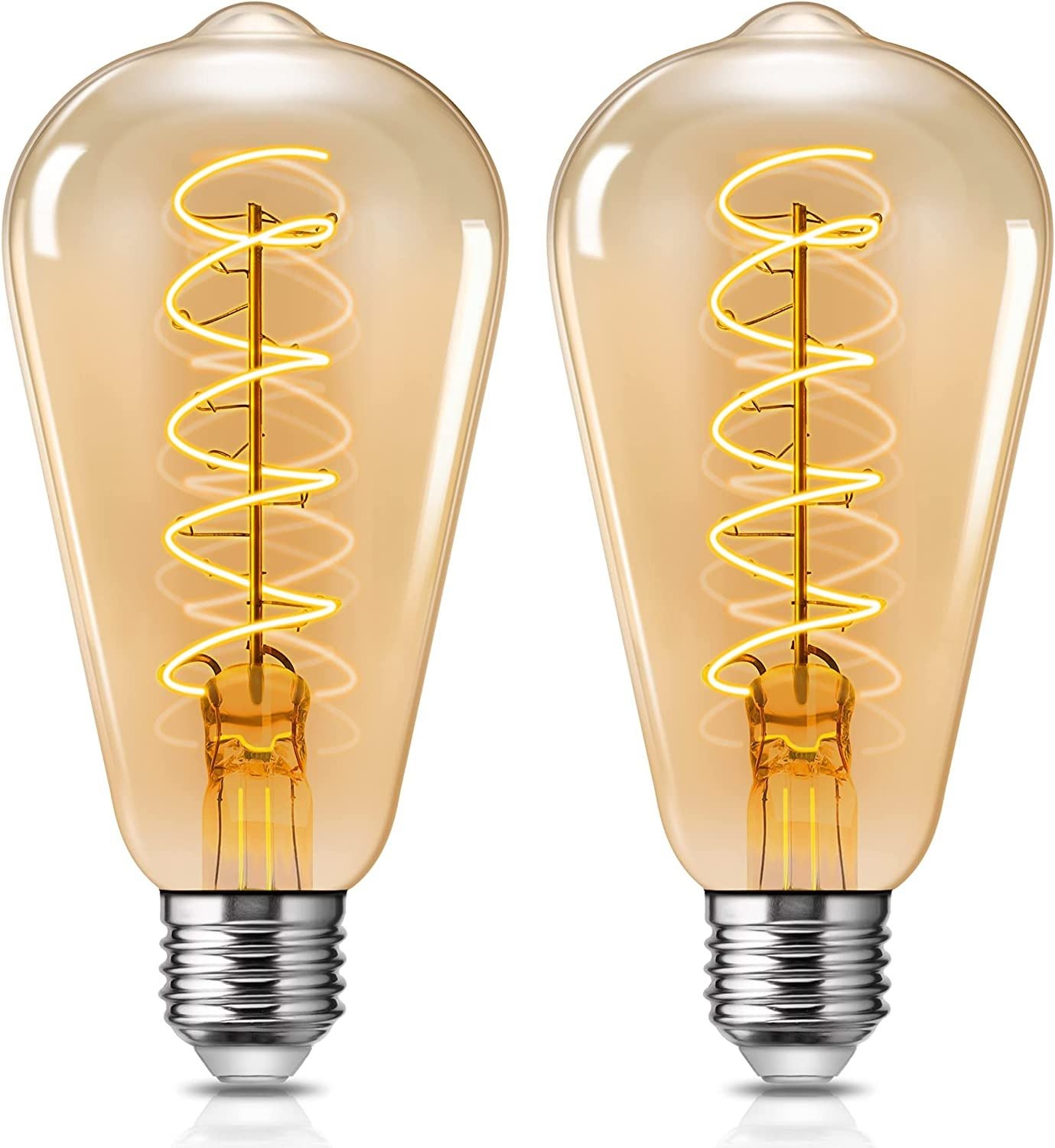 Doresshop Edison Bulbs, 2 Pack Vintage Led Edison Bulbs 60 Watt Equivalent, 4w A