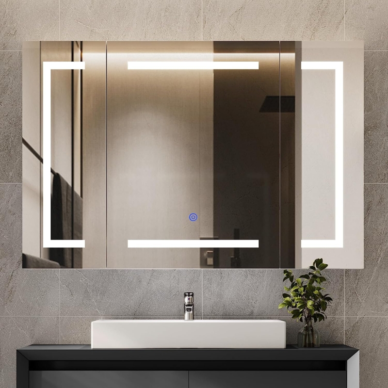 Dorla 39.4'' W 23.6'' H Surface Frameless Medicine Cabinet Mirror Fixed