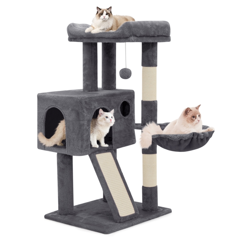 Douget Cat Tree Scratching Toy Kitten Tower Condo with Hammock and Platform Bed