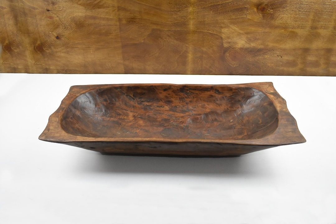 "Dough Bowl Tochi Xl 27\" x 12\"/ Home Decor/ Rustic Decor/ Wood Bowl/ Candle Ready Bowl/ Dough Bowl Candle/ Vintage"