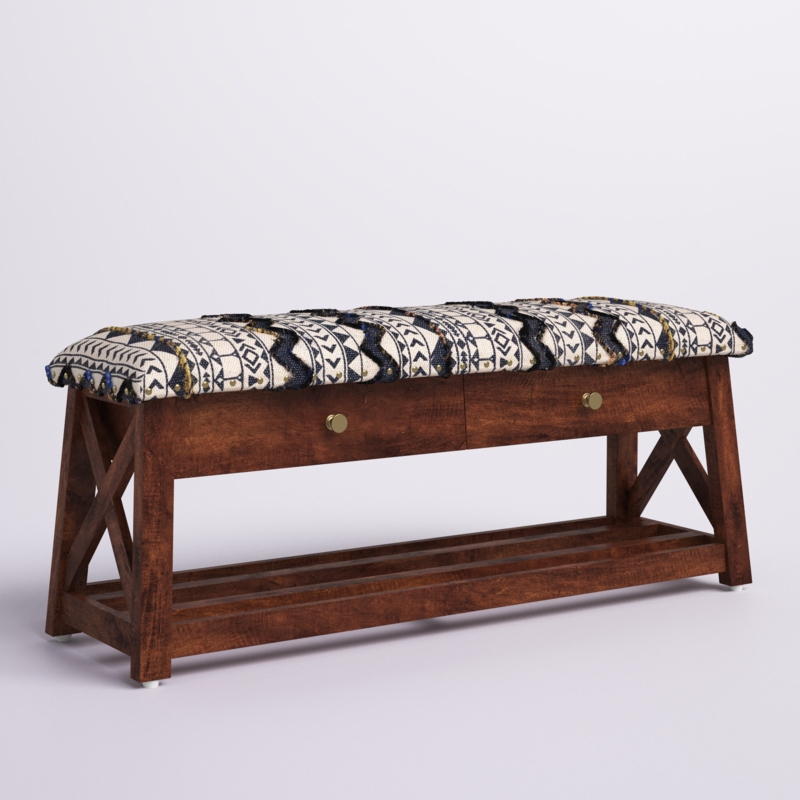 Eady Cotton Upholstered Storage Bench